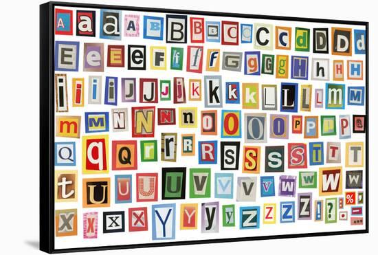 Colorful Alphabet Made Of Magazine Clippings And Letters . Isolated On White-donatas1205-Framed Stretched Canvas