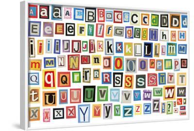 colorful alphabet made of magazine clippings and letters isolated on