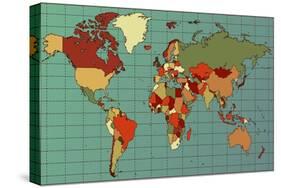 Colorful and Detailed World Map with All Countries. Cartography Collection. Vector Illustration. Ea-dalmingo-Stretched Canvas