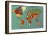 Colorful and Detailed World Map with All Countries. Cartography Collection. Vector Illustration. Ea-dalmingo-Framed Art Print