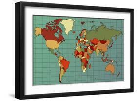 Colorful and Detailed World Map with All Countries. Cartography Collection. Vector Illustration. Ea-dalmingo-Framed Art Print