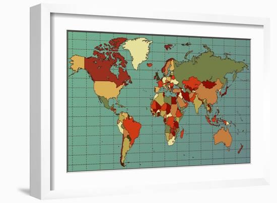 Colorful and Detailed World Map with All Countries. Cartography Collection. Vector Illustration. Ea-dalmingo-Framed Art Print