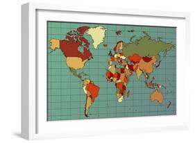 Colorful and Detailed World Map with All Countries. Cartography Collection. Vector Illustration. Ea-dalmingo-Framed Art Print
