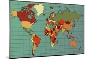 Colorful and Detailed World Map with All Countries. Cartography Collection. Vector Illustration. Ea-dalmingo-Mounted Art Print