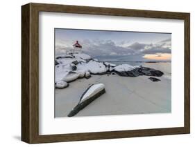 Colorful Arctic Sunset on the Lighthouse Surrounded by Snow and Icy Sand, Eggum-Roberto Moiola-Framed Photographic Print