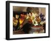 Colorful artificial flowers and pottery, Santa Fe, New Mexico, USA-Jerry Ginsberg-Framed Photographic Print