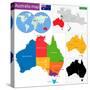 Colorful Australia Map with Regions and Main Cities-Volina-Stretched Canvas