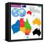 Colorful Australia Map with Regions and Main Cities-Volina-Framed Stretched Canvas