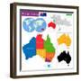 Colorful Australia Map with Regions and Main Cities-Volina-Framed Art Print