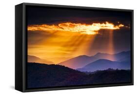 Colorful Autumn Sunrise over the Smoky Mountains-Dean Fikar-Framed Stretched Canvas