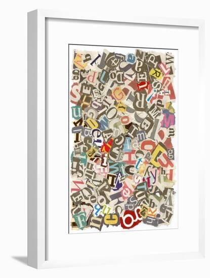 Colorful Background With Letters Torn From Newspapers And Magazines Rough Edges, Messy Look-NinaMalyna-Framed Art Print