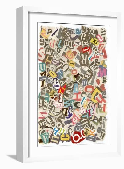 Colorful Background With Letters Torn From Newspapers And Magazines Rough Edges, Messy Look-NinaMalyna-Framed Art Print