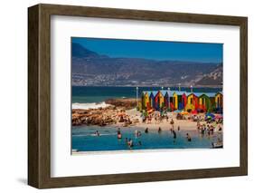 Colorful Beach Huts, Muizenberg Beach, Cape Town, South Africa, Africa-Laura Grier-Framed Photographic Print