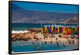 Colorful Beach Huts, Muizenberg Beach, Cape Town, South Africa, Africa-Laura Grier-Framed Stretched Canvas