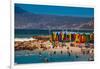 Colorful Beach Huts, Muizenberg Beach, Cape Town, South Africa, Africa-Laura Grier-Framed Photographic Print