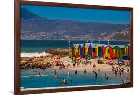 Colorful Beach Huts, Muizenberg Beach, Cape Town, South Africa, Africa-Laura Grier-Framed Photographic Print