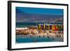 Colorful Beach Huts, Muizenberg Beach, Cape Town, South Africa, Africa-Laura Grier-Framed Photographic Print