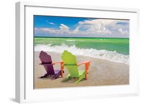 Colorful Beach Lounge Chairs-null-Framed Art Print