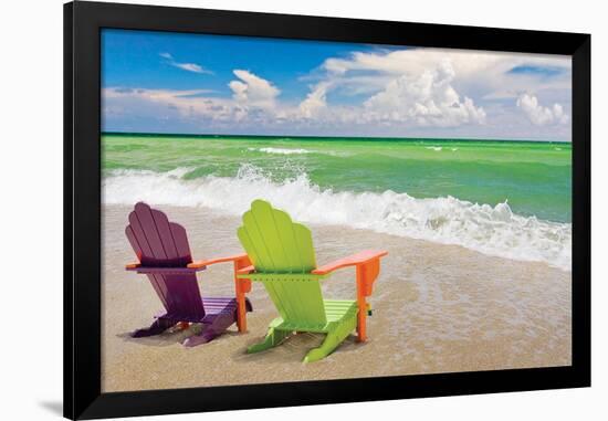 Colorful Beach Lounge Chairs-null-Framed Art Print