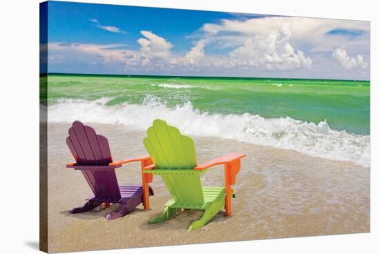 Colorful Beach Lounge Chairs-null-Stretched Canvas
