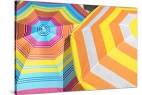Colorful beach umbrellas-Lisa S. Engelbrecht-Stretched Canvas