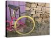 Colorful Bicycle on Salt Cay Island, Turks and Caicos, Caribbean-Walter Bibikow-Stretched Canvas