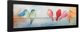 Colorful Birds On A Wire-Kimberly Allen-Framed Art Print