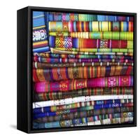 Colorful Blankets at Indigenous Market in Pisac, Peru-Miva Stock-Framed Stretched Canvas