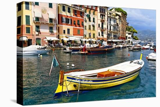 Colorful Boats in Portofino Harbor, Italy-George Oze-Stretched Canvas