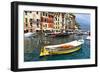 Colorful Boats in Portofino Harbor, Italy-George Oze-Framed Photographic Print