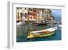 Colorful Boats in Portofino Harbor, Italy-George Oze-Framed Photographic Print