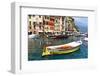 Colorful Boats in Portofino Harbor, Italy-George Oze-Framed Photographic Print