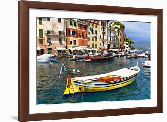 Colorful Boats in Portofino Harbor, Italy-George Oze-Framed Photographic Print