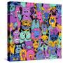 Colorful Bright Psychedelic Seamless Pattern with Funny Animals. Abstract Graphic Animal Background-Annykos-Stretched Canvas