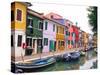 Colorful Building along Canal, Burano, Italy-Julie Eggers-Stretched Canvas