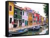 Colorful Building along Canal, Burano, Italy-Julie Eggers-Framed Stretched Canvas