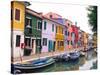 Colorful Building along Canal, Burano, Italy-Julie Eggers-Stretched Canvas