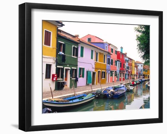 Colorful Building along Canal, Burano, Italy-Julie Eggers-Framed Premium Photographic Print