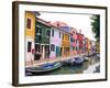 Colorful Building along Canal, Burano, Italy-Julie Eggers-Framed Photographic Print