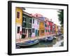 Colorful Building along Canal, Burano, Italy-Julie Eggers-Framed Photographic Print