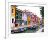 Colorful Building along Canal, Burano, Italy-Julie Eggers-Framed Photographic Print