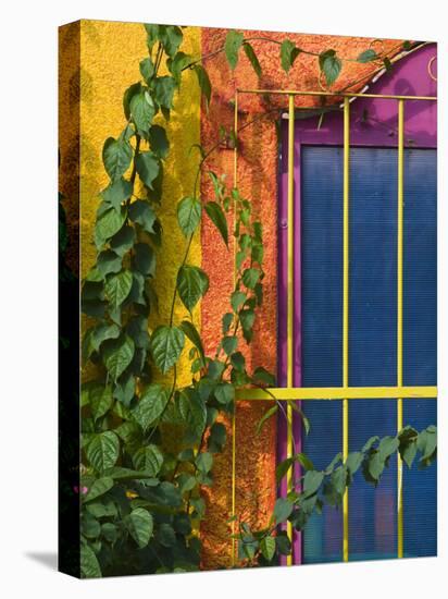 Colorful Building Detail, Barra De Navidad, Jalisco, Mexico-Walter Bibikow-Stretched Canvas