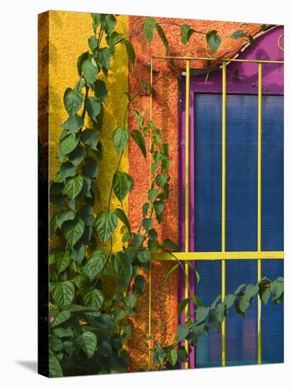 Colorful Building Detail, Barra De Navidad, Jalisco, Mexico-Walter Bibikow-Stretched Canvas