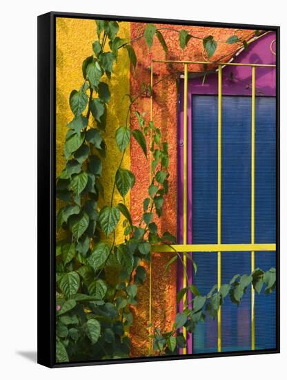 Colorful Building Detail, Barra De Navidad, Jalisco, Mexico-Walter Bibikow-Framed Stretched Canvas