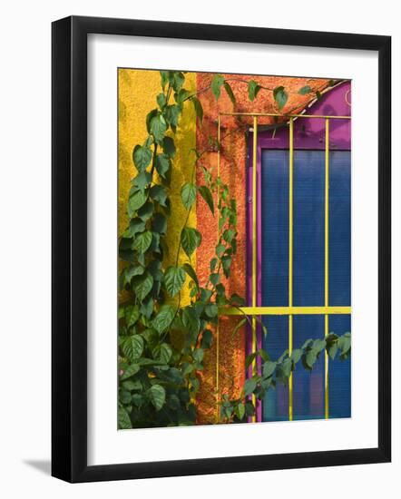 Colorful Building Detail, Barra De Navidad, Jalisco, Mexico-Walter Bibikow-Framed Photographic Print