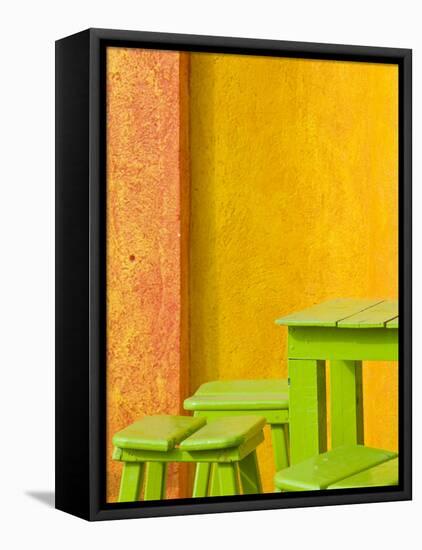 Colorful Building Detail, Barra De Navidad, Jalisco, Mexico-Walter Bibikow-Framed Stretched Canvas