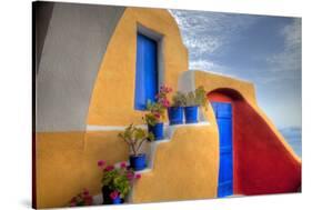 Colorful Building in Oia on Santorini in the Greek Isles-Darrell Gulin-Stretched Canvas