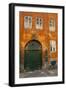 Colorful Building with Bikes Parked Outside, Copenhagen, Denmark-Inger Hogstrom-Framed Photographic Print