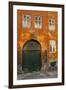 Colorful Building with Bikes Parked Outside, Copenhagen, Denmark-Inger Hogstrom-Framed Photographic Print