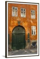 Colorful Building with Bikes Parked Outside, Copenhagen, Denmark-Inger Hogstrom-Framed Premium Photographic Print